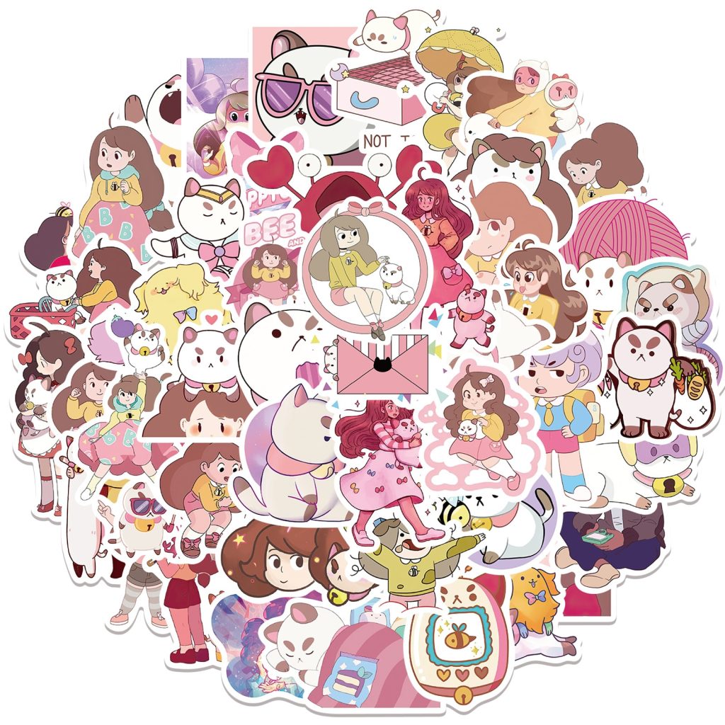 50pcs Bee and PuppyCat Sticker Cute Cartoon Decals DIY Phone Laptop Luggage Skateboard Guitar Car Waterproof - Bee and PuppyCat Store