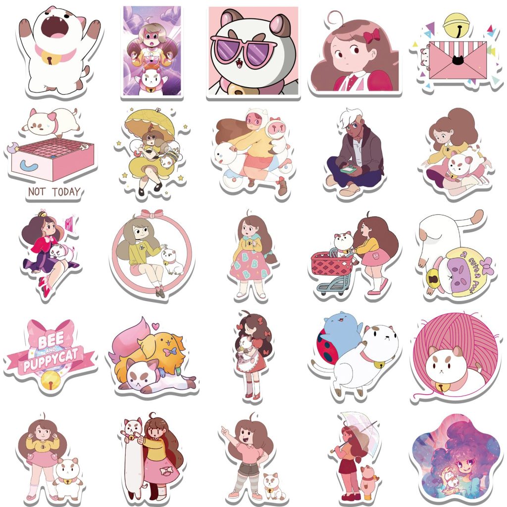 50pcs Bee and PuppyCat Sticker Cute Cartoon Decals DIY Phone Laptop Luggage Skateboard Guitar Car Waterproof 4 - Bee and PuppyCat Store