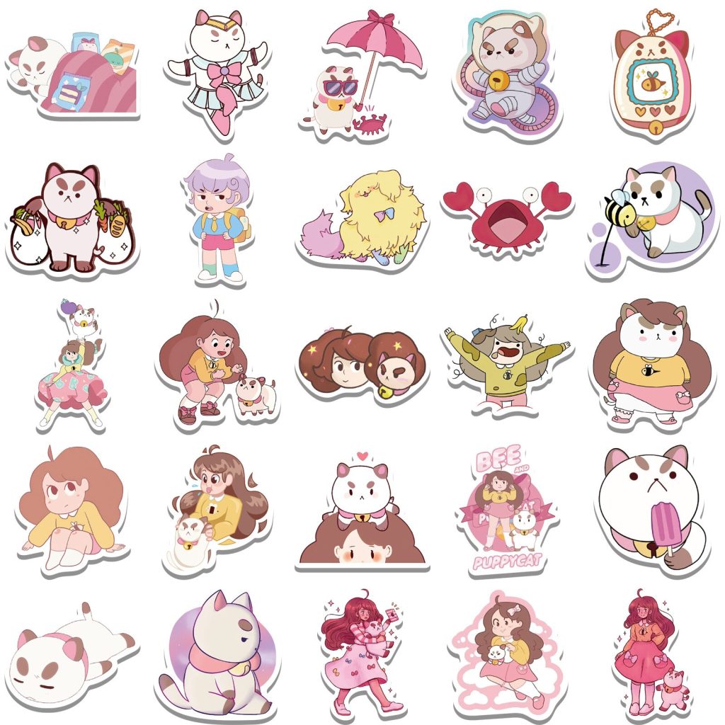 50pcs Bee and PuppyCat Sticker Cute Cartoon Decals DIY Phone Laptop Luggage Skateboard Guitar Car Waterproof 5 - Bee and PuppyCat Store