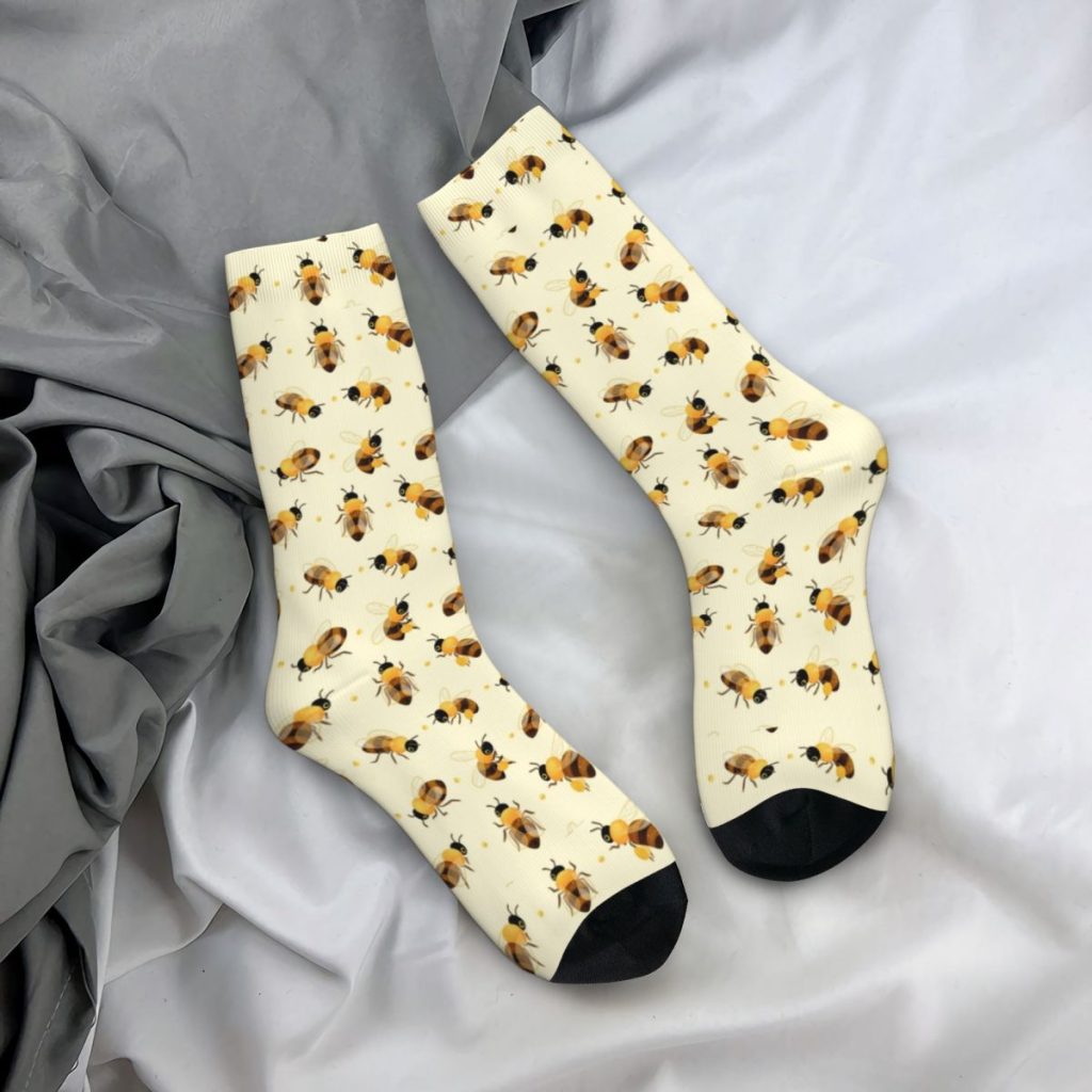 Autumn Winter Crazy Design Men s Women s Honey Bees Socks Breathable Football Socks 2 - Bee and PuppyCat Store