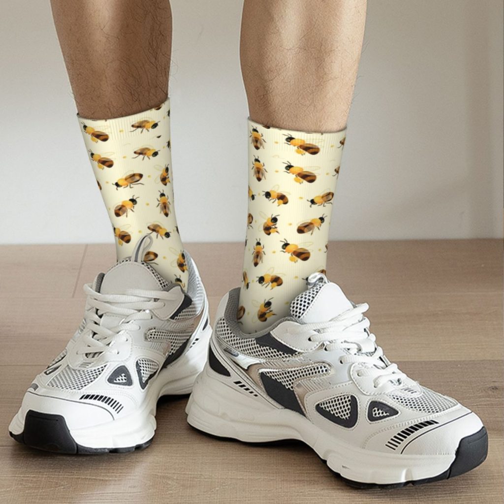 Autumn Winter Crazy Design Men s Women s Honey Bees Socks Breathable Football Socks 3 - Bee and PuppyCat Store