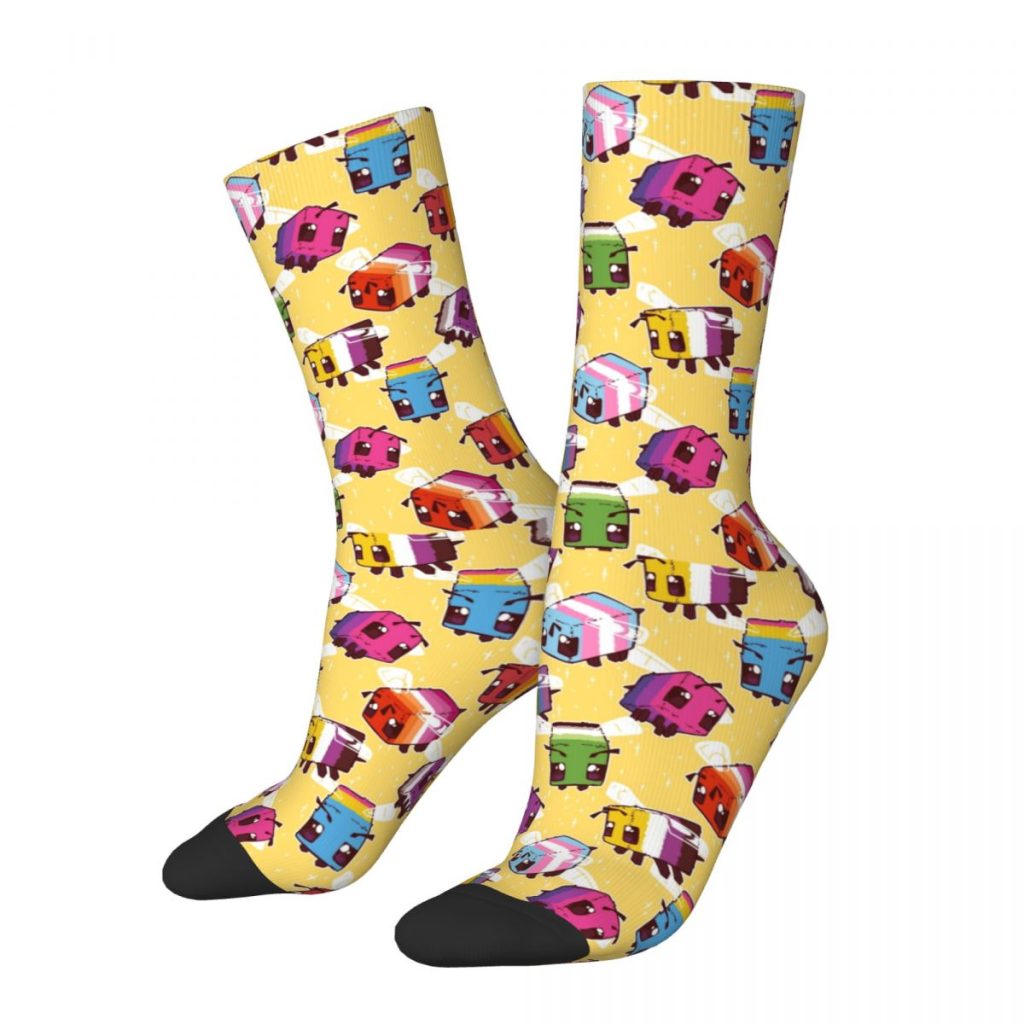 Cool LGBT Bees Basketball Socks Gay Pride Bisexual Lesbian Queer Asexual Polyester Middle Tube Socks for - Bee and PuppyCat Store