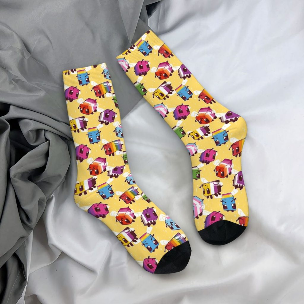 Cool LGBT Bees Basketball Socks Gay Pride Bisexual Lesbian Queer Asexual Polyester Middle Tube Socks for 2 - Bee and PuppyCat Store