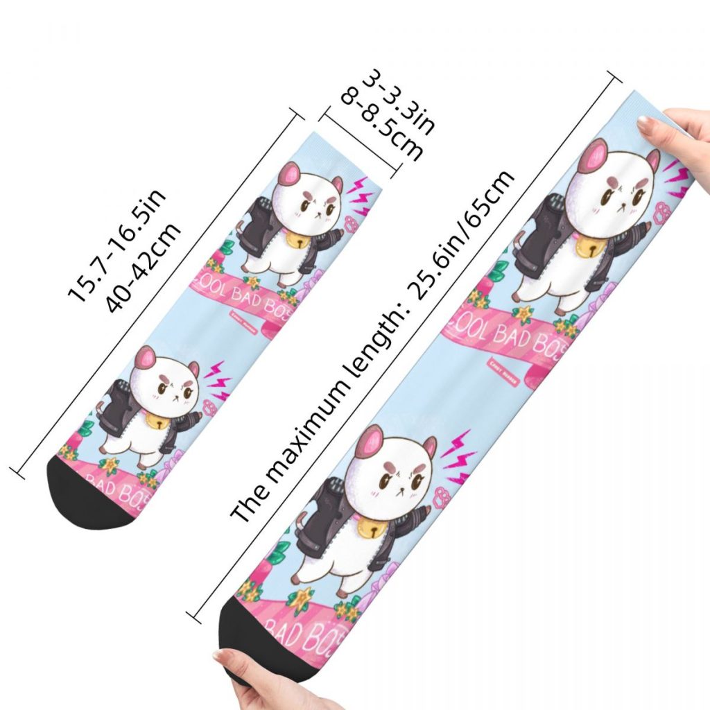 Hip hop Cool Bad Boy Bee And Puppycat Basketball Socks Polyester Long Socks for Unisex Sweat 5 - Bee and PuppyCat Store