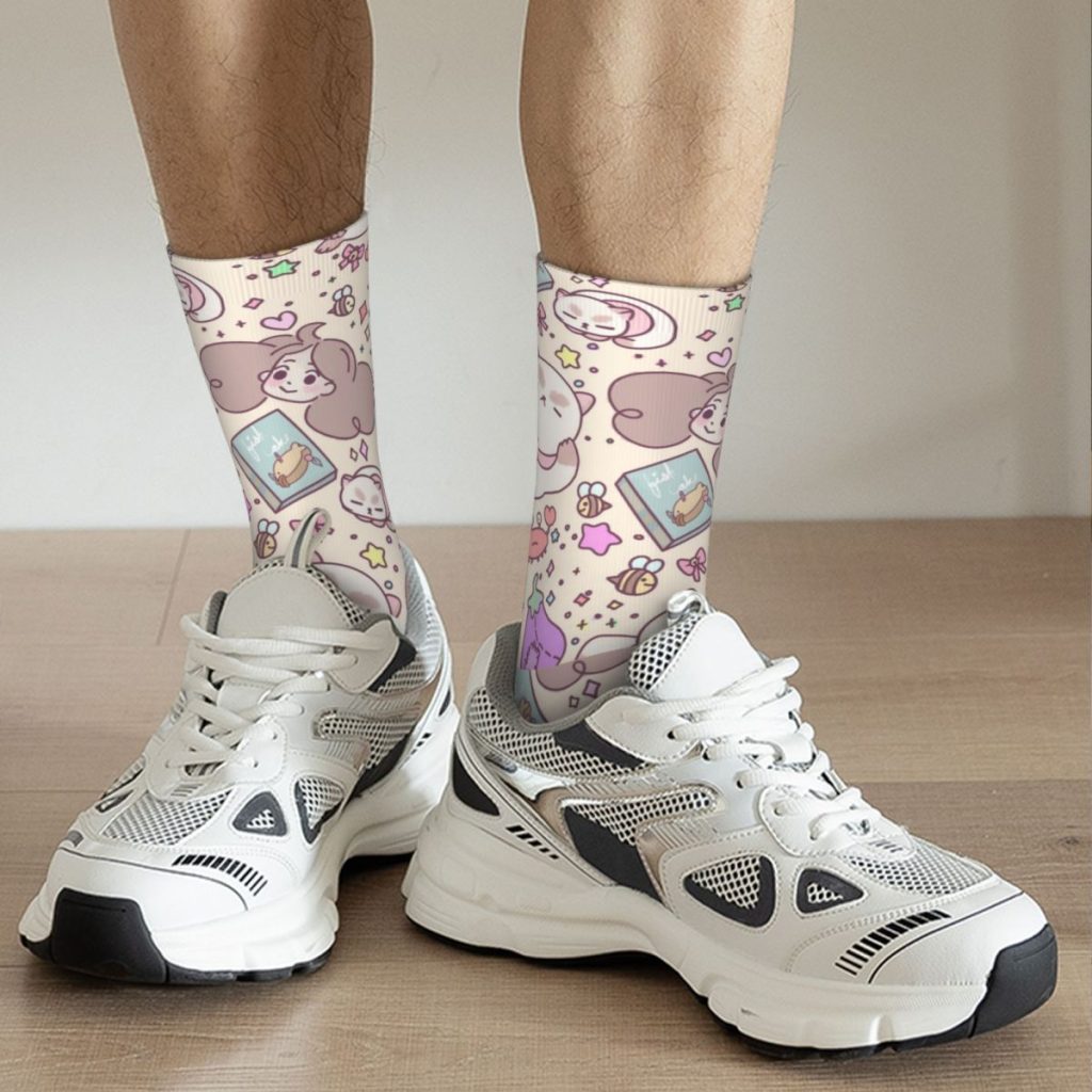 Winter Warm Cool Women Men Bee And Puppycat Doodles Socks Non slip Middle Tube Socks 3 - Bee and PuppyCat Store