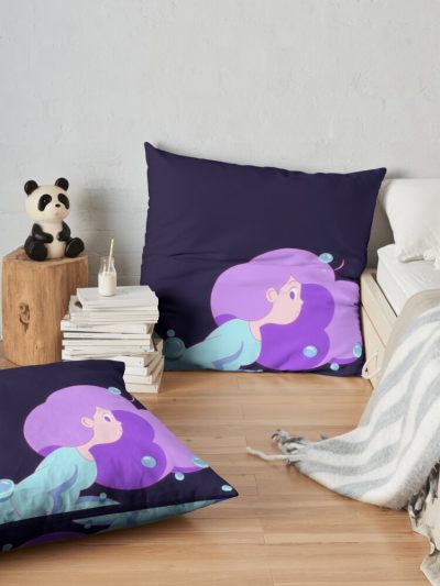 Purple Hair Girl Throw Pillow Official Cow Anime Merch