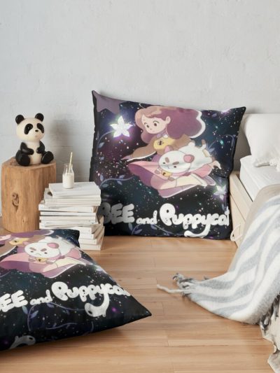 Bees And Puppy Cat In  Space Throw Pillow Official Cow Anime Merch