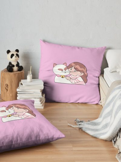 Bee & Puppycat Throw Pillow Official Cow Anime Merch