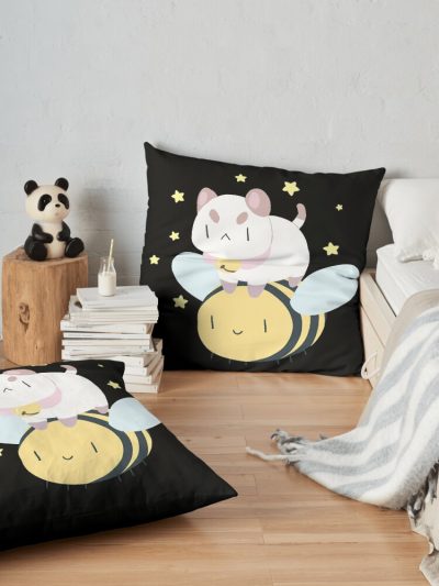 Netflix Bee And Puppycat, Bee From Bee And Puppycat, Netflix Cartoon Cute Bee Cat Cartoon, Netflix Bee And Puppy Cat Throw Pillow Official Cow Anime Merch