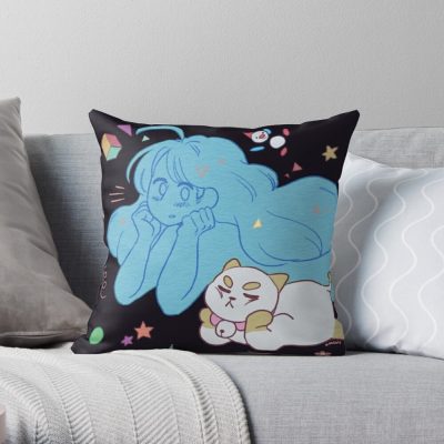 Cute  Cat Throw Pillow Official Cow Anime Merch