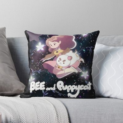 Bees And Puppy Cat In  Space Throw Pillow Official Cow Anime Merch