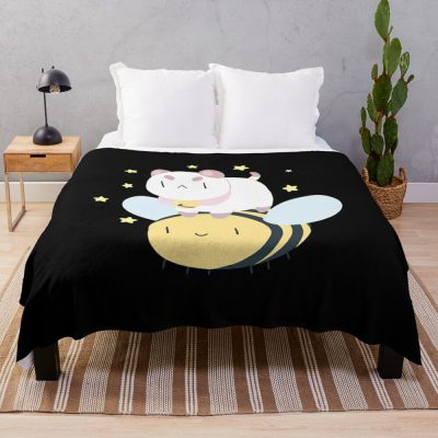 Netflix Bee And Puppycat, Bee From Bee And Puppycat, Netflix Cartoon Cute Bee Cat Cartoon, Netflix Bee And Puppy Cat Throw Blanket Official Cow Anime Merch