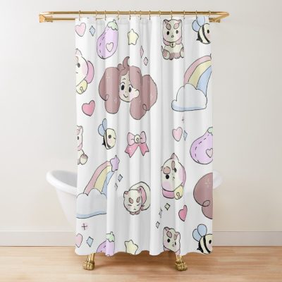 Bee And Puppycat Shower Curtain Official Cow Anime Merch