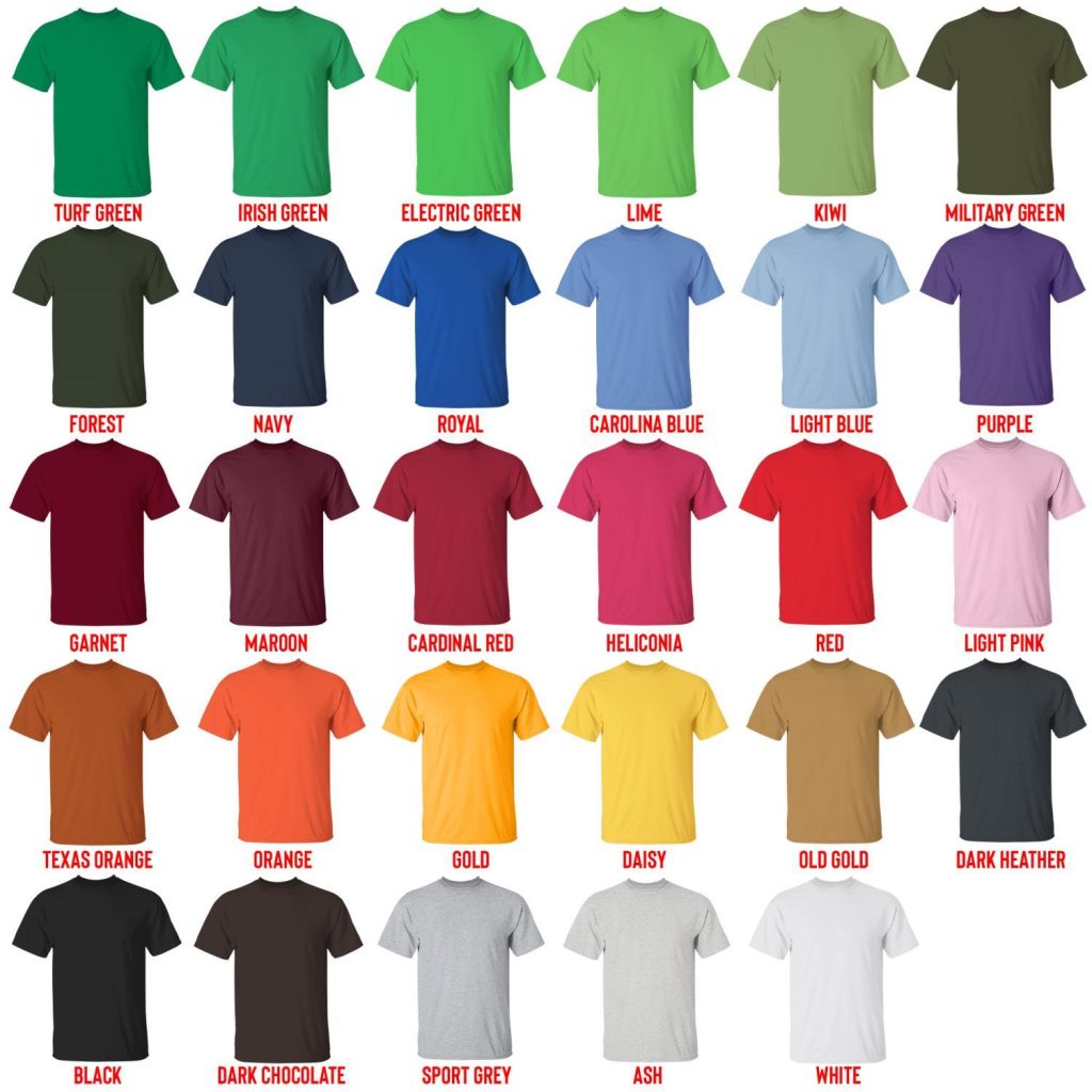 t shirt color chart - Bee and PuppyCat Store